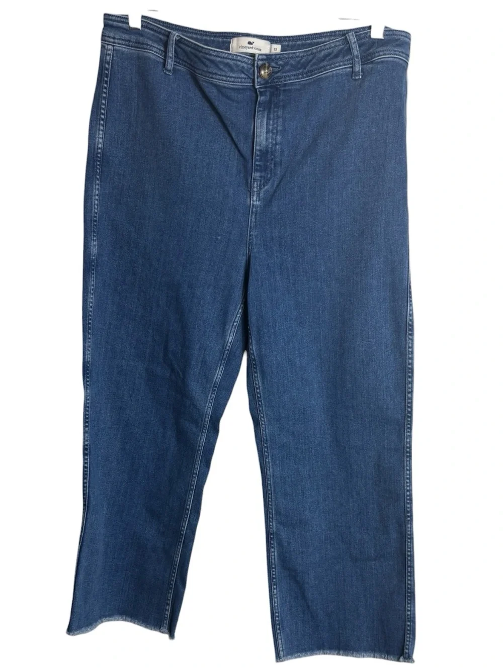 VINEYARD VINES High-Rise Straight Cropped Jeans in Medium Blue Size 32 — TRENDY! - Picture 3 of 12